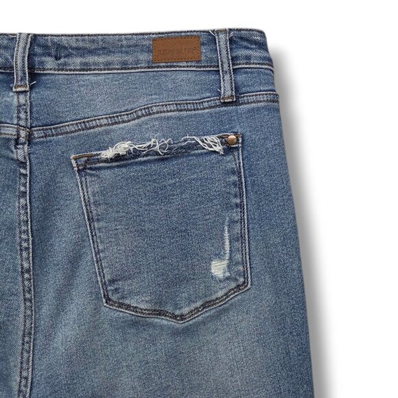 Judy Blue Relaxed Fit Jeans Womens 32 Distressed Fray Hem High Rise - Picture 7 of 12